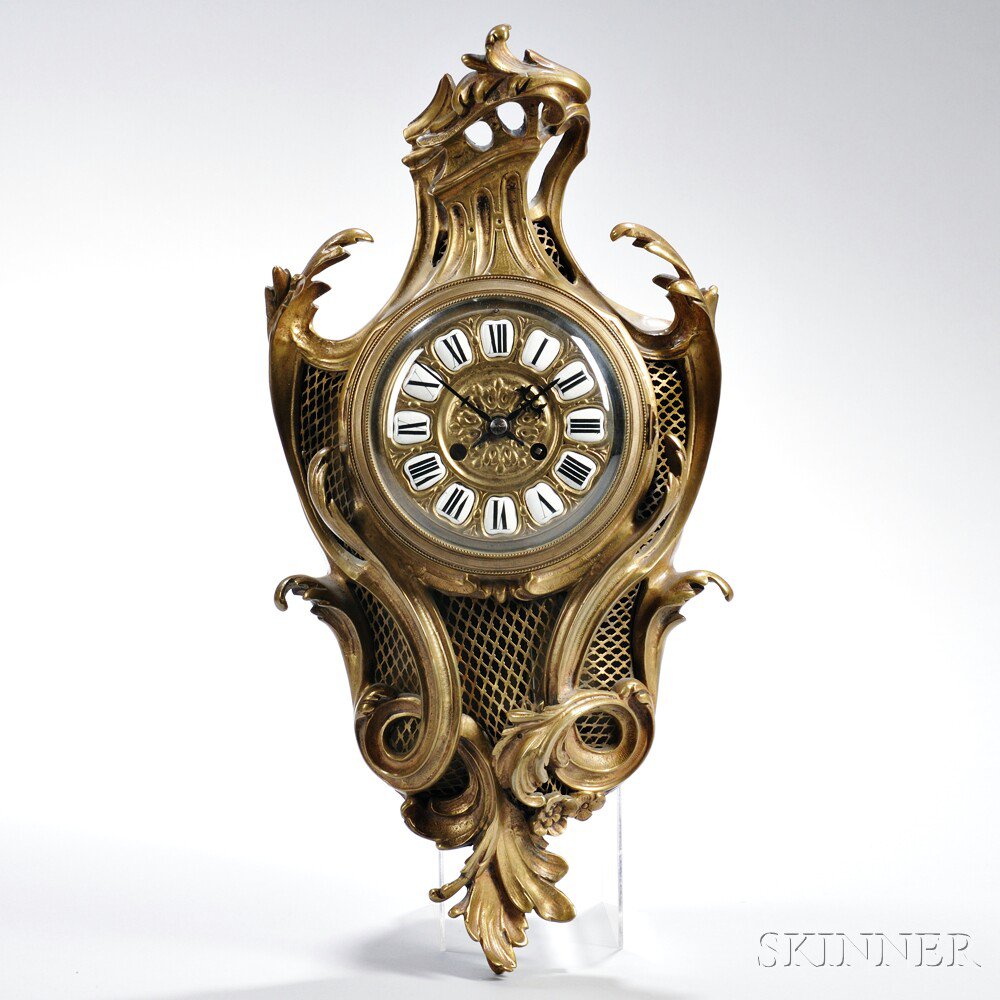 Appraisal: Gilt-bronze Wall Clock first quarter th century with foliate acanthus