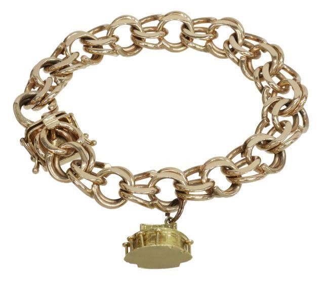 Appraisal: Estate kt yellow gold charm bracelet substantial link bracelet single