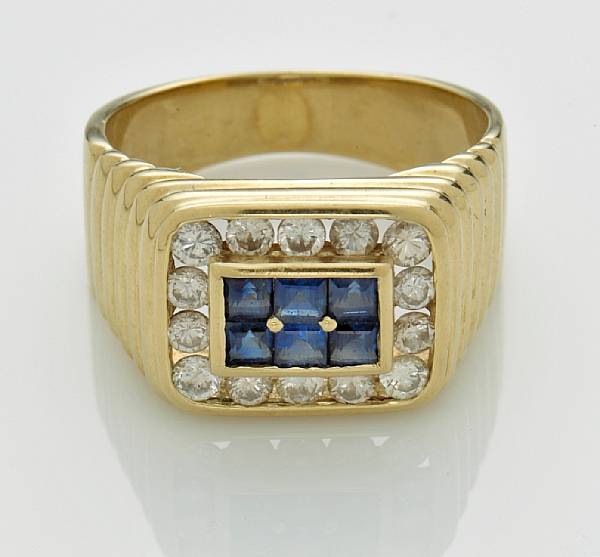 Appraisal: A sapphire and diamond ring mounted in eighteen karat gold