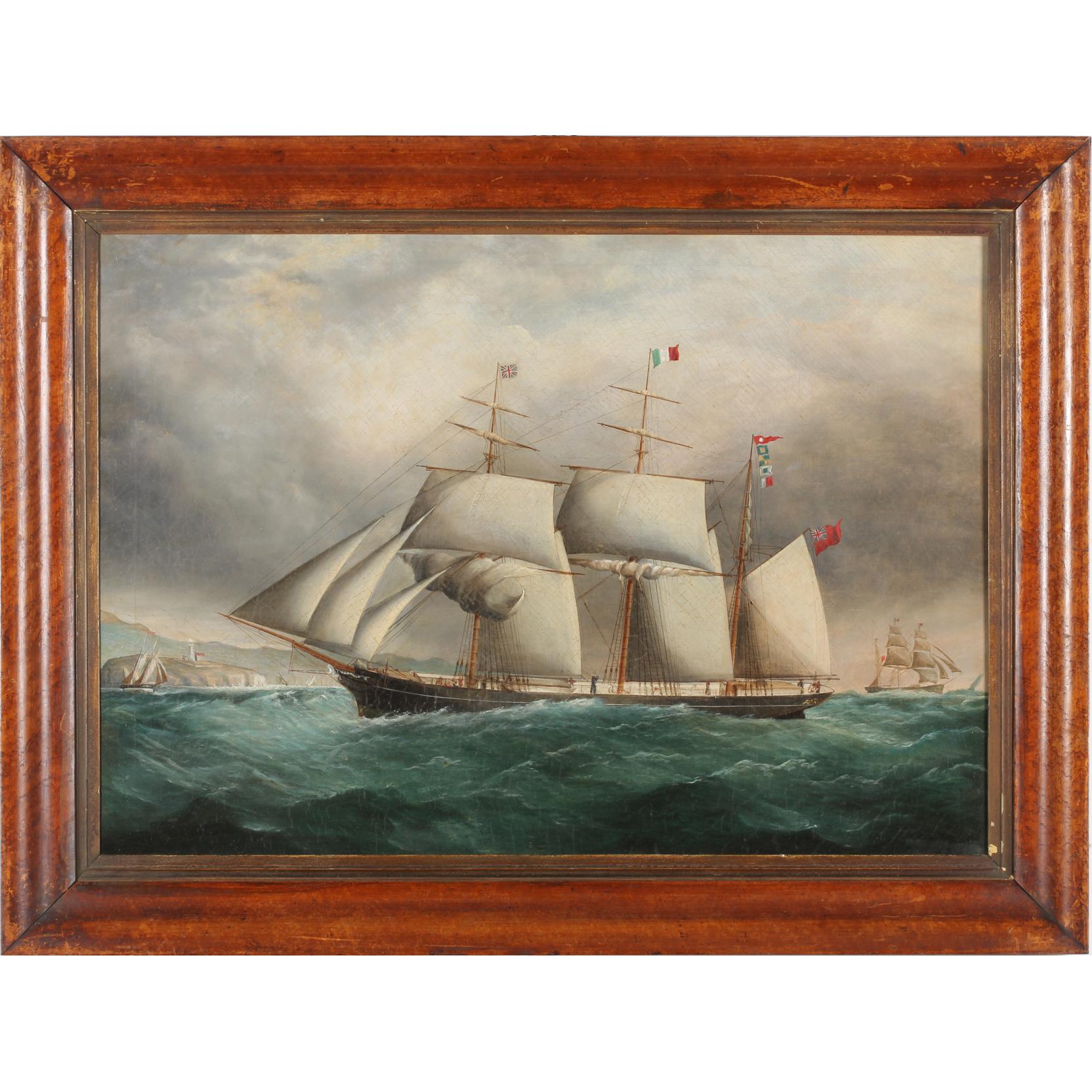 Appraisal: th-Century English Maritime Painting oil on canvas lined unsigned depicting