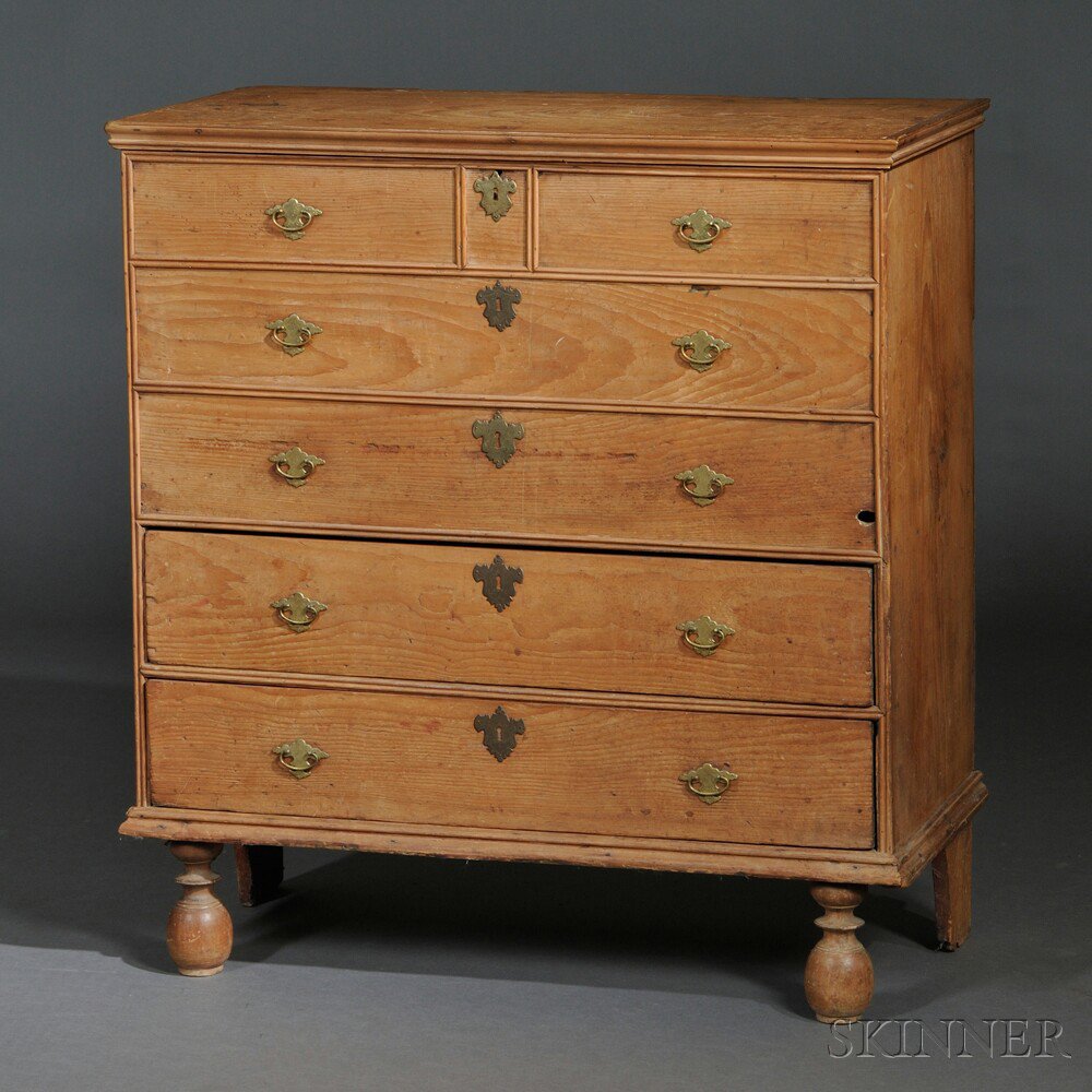 Appraisal: Pine Chest over Two Drawers probably Massachusetts early th century