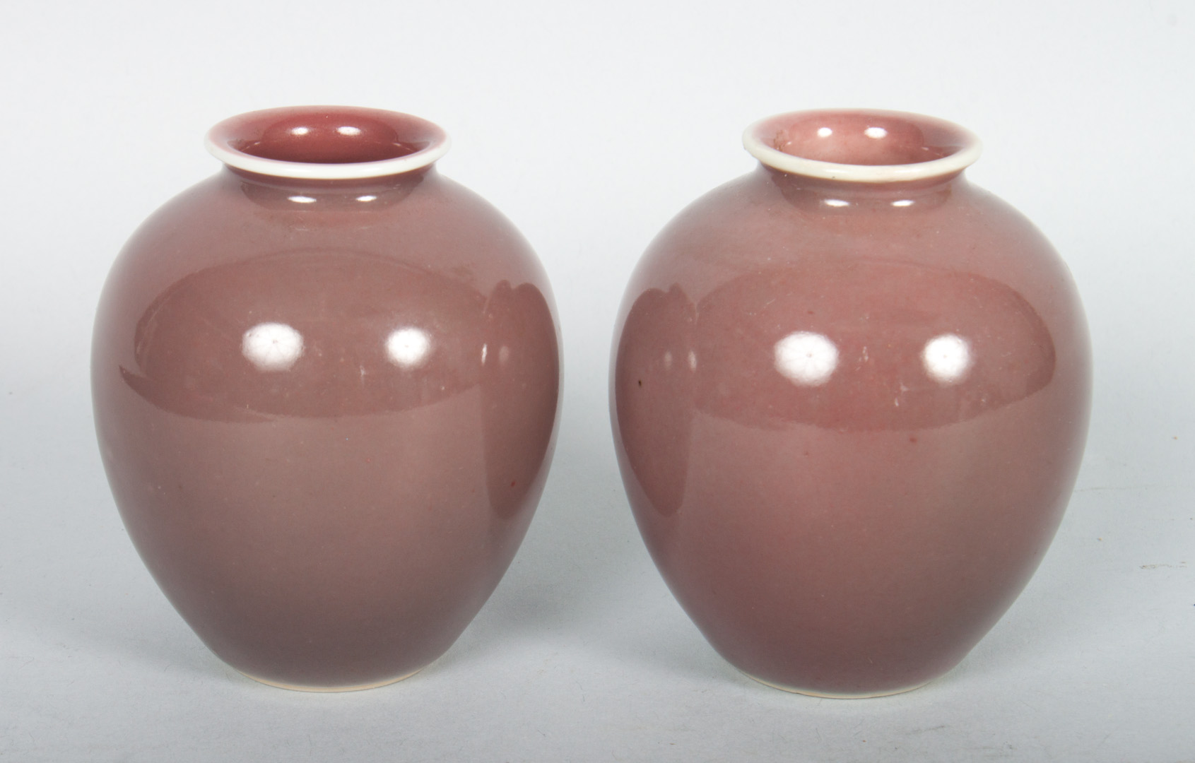 Appraisal: Pr of Chinese monochrome miniature porcelain vases cinnamon glaze and