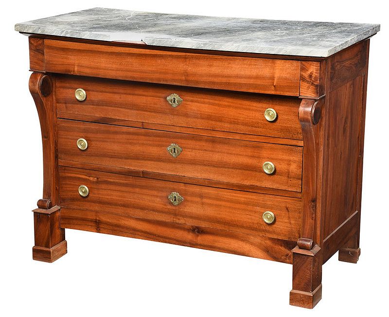 Appraisal: Classical Marble Top Commode Continental th century frieze drawer over