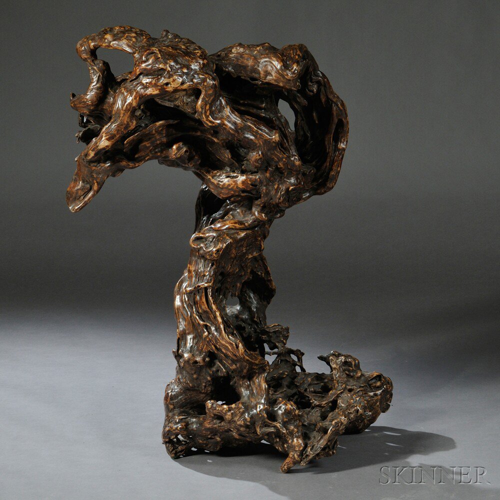 Appraisal: Root Sculpture China natural wood lightly lacquered ht wd in