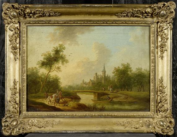 Appraisal: GERMANY TH C Pair of paintings two river landscapes with