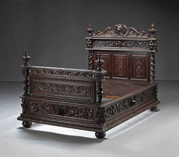 Appraisal: An Italian Renaissance style oak bed second half th century