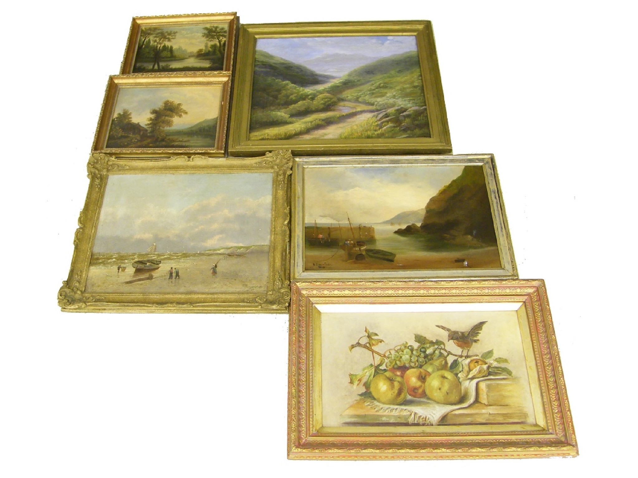 Appraisal: Collection of five th century and later landscape oils to