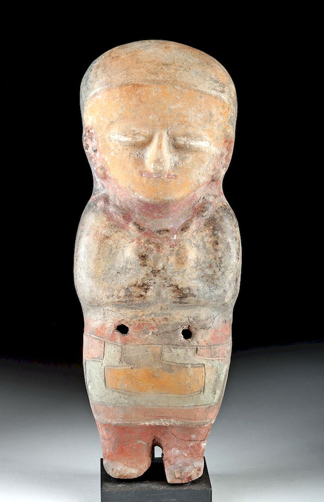 Appraisal: Fine Bahia Polychrome Female Effigy Ocarina Pre-Columbian Ecuador Manabi Province