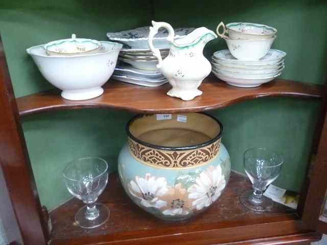 Appraisal: A PART VICTORIAN TEASET two wine glasses a jardiniere and