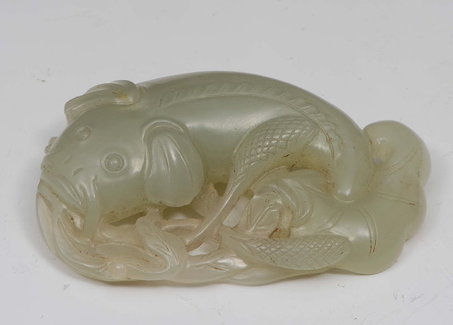 Appraisal: A Chinese white jade pendant th th Centurymodelled as a