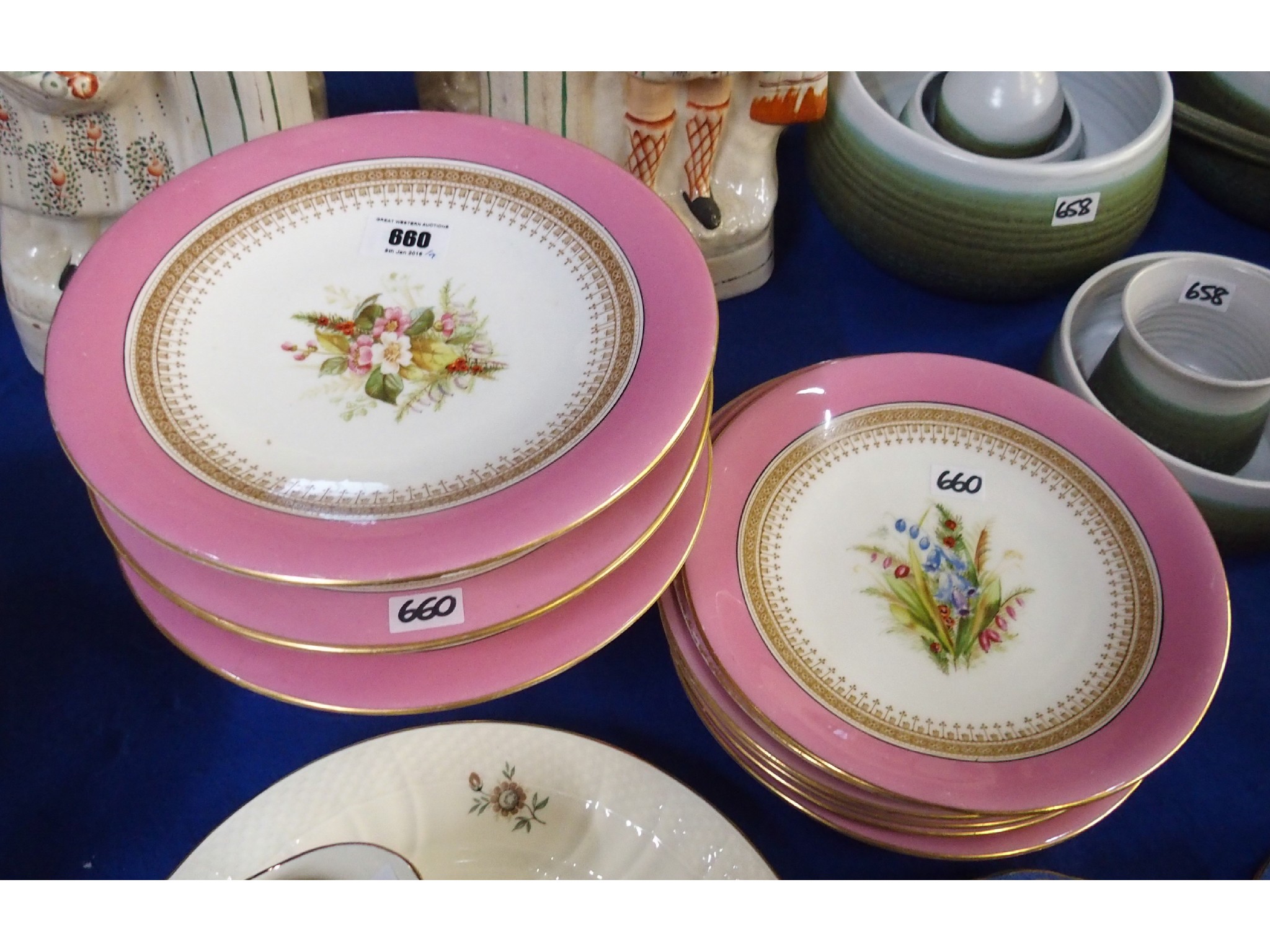 Appraisal: A Victorian Worcester part dessert service decorated with flowers on