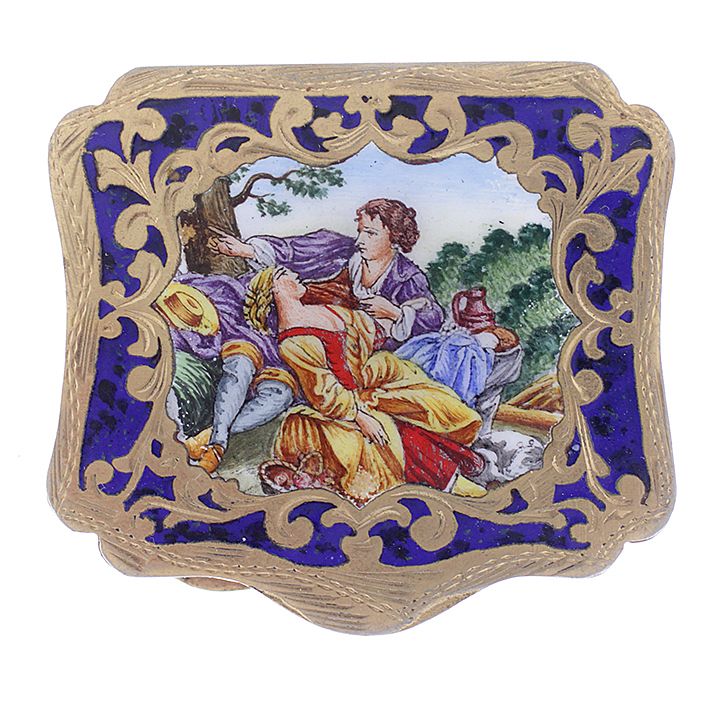 Appraisal: Italian Enamel Compact A brass Italian and enamel compact in