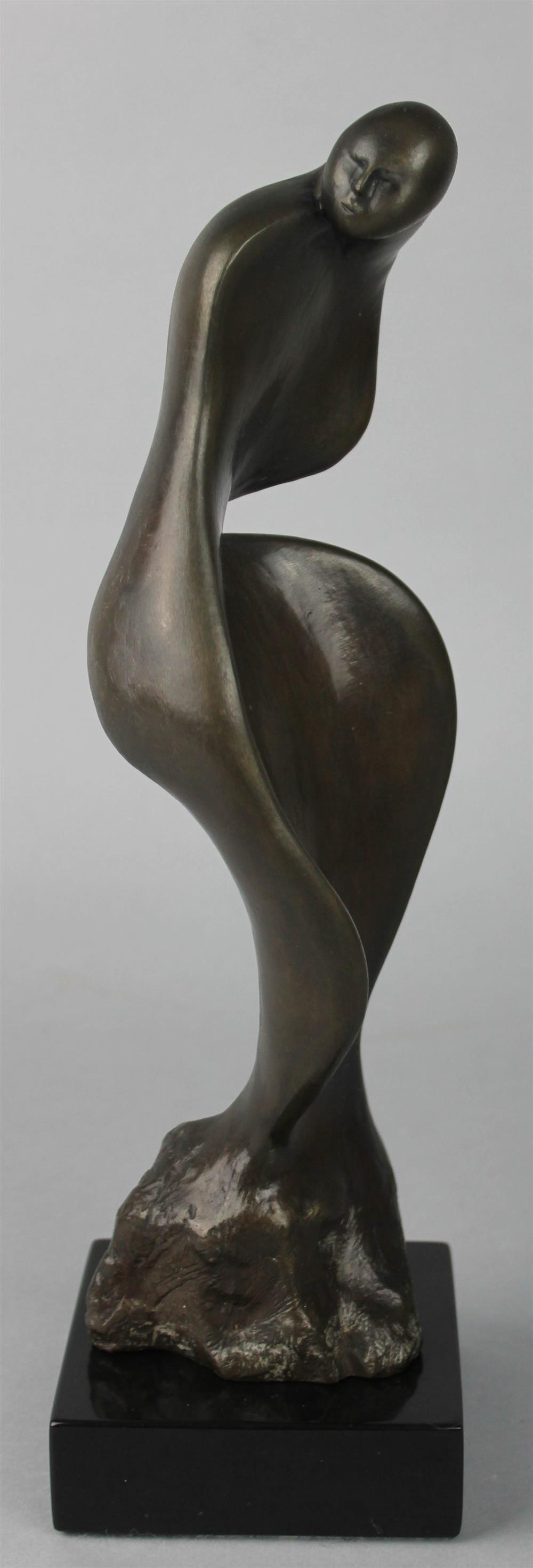 Appraisal: ERWIN BINDER AMERICAN BRONZE LADY OF THE WIND over stone