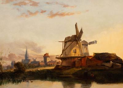 Appraisal: Henry Bright - Windmill on the Scheldt oil on canvas