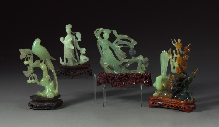 Appraisal: Two Chinese Jade Groups one a large Chinese elaborately carved