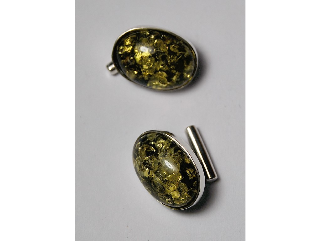 Appraisal: Pair of oval green spangled cufflinks