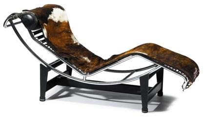 Appraisal: After Le Corbusier a chaise longue LC With a cowhide