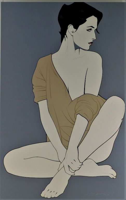 Appraisal: Patrick Nagel Pop Art Deco Seated Woman Serigraph Patrick Nagel