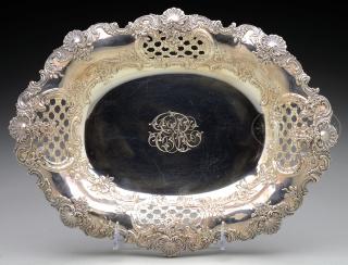 Appraisal: STERLING SILVER SHALLOW OPENWORK BOWL BY TIFFANY CO STERLING SILVER