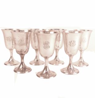 Appraisal: American Sterling Goblets Seven sterling goblets by Stieff Co Baltimore