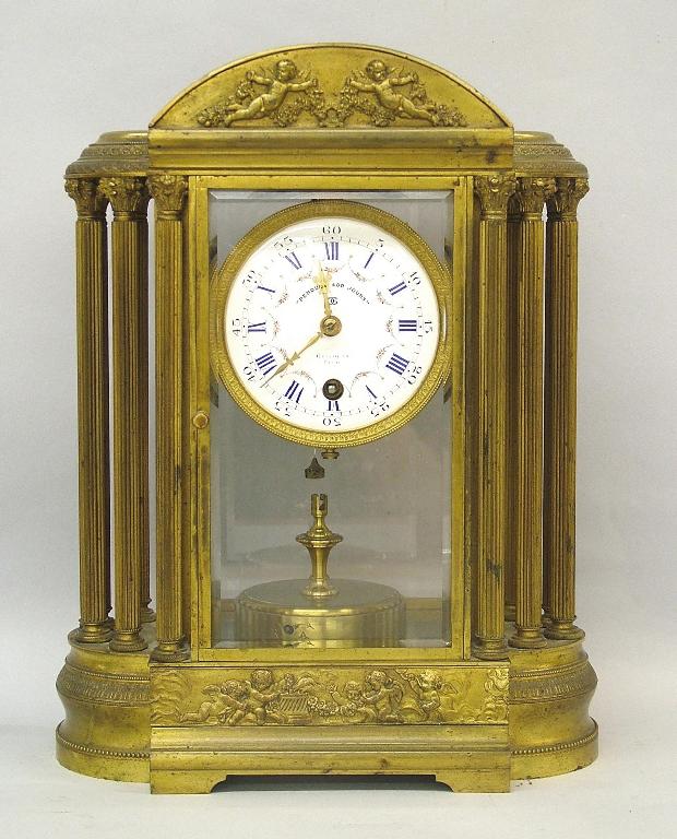 Appraisal: French bronze four glass 'Pendule Jours' four glass mantel clock