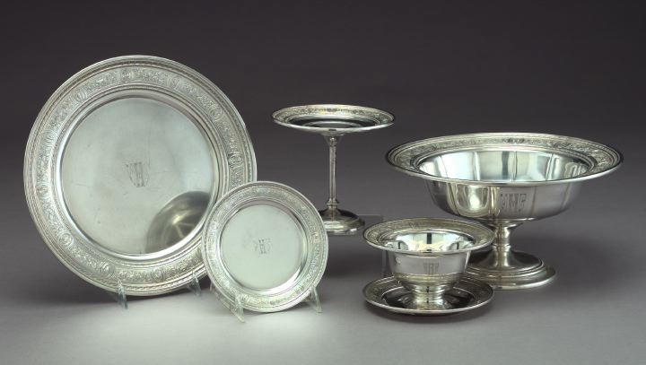 Appraisal: Group of Thirteen Silver Plates and Serving Pieces consisting of