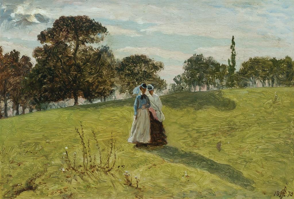 Appraisal: WILLIAM JOHN HENNESSY British - Two Women in a Landscape