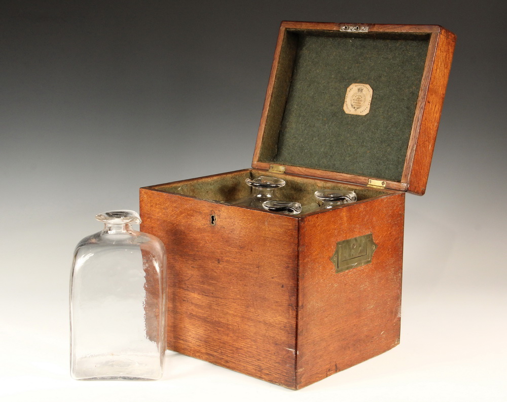 Appraisal: SHIP CAPTAIN'S LIQUOR CASE - Mid th c Oak Case