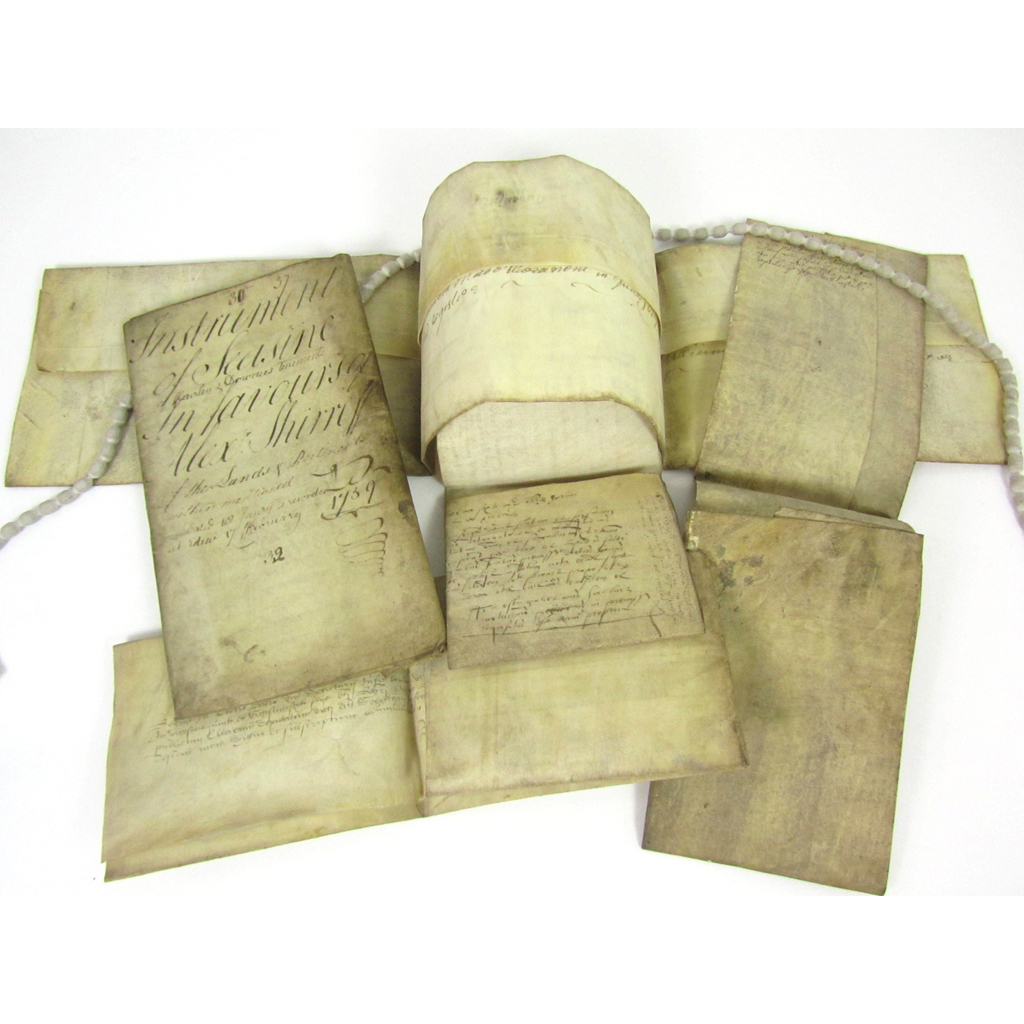 Appraisal: Scotland - land deeds and title documents on vellum Leith