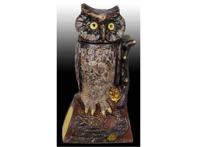 Appraisal: Owl Turns Head Cast Iron Mechanical Bank Description Manufactured by