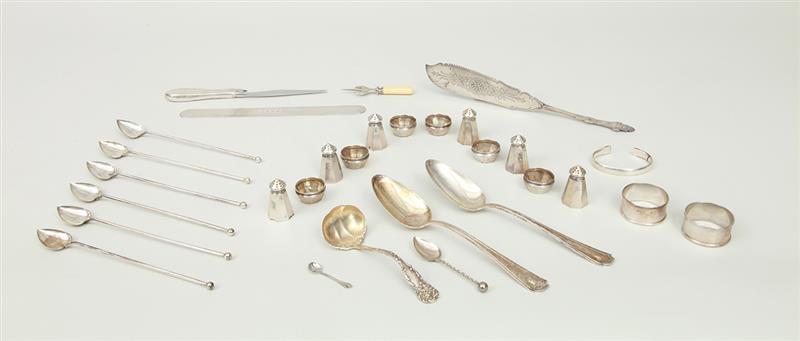 Appraisal: GROUP OF SMALL SILVER TABLE ARTICLES Comprising a coin silver