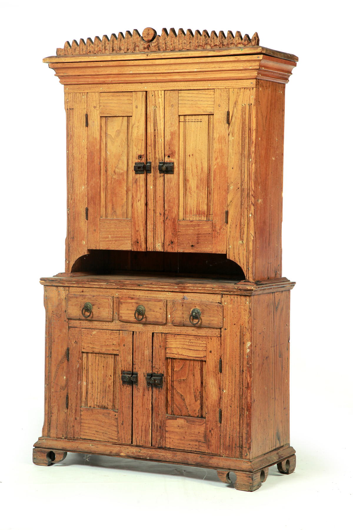 Appraisal: EASTLAKE VICTORIAN CHILD-SIZE TWO PIECE STEPBACK CUPBOARD American fourth quarter