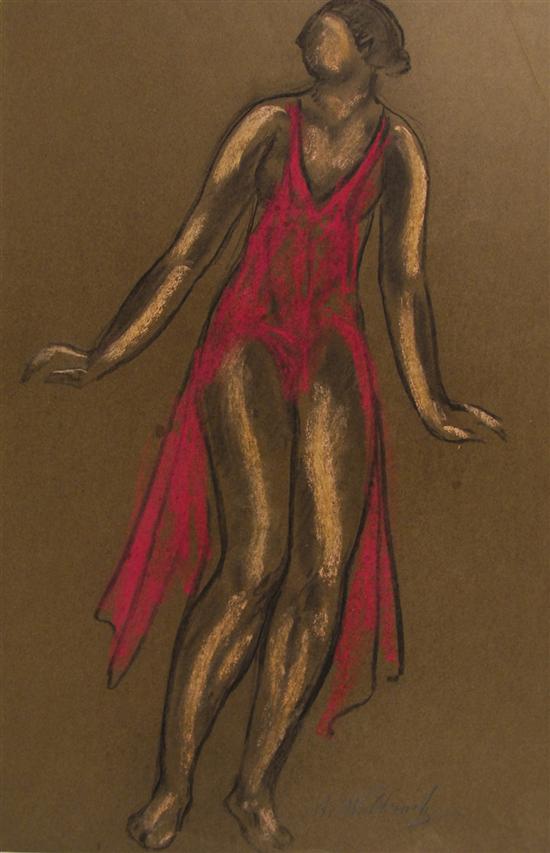 Appraisal: ABRAHAM WALKOWITZ American - ISODORA DUNCAN pastel on brown paper