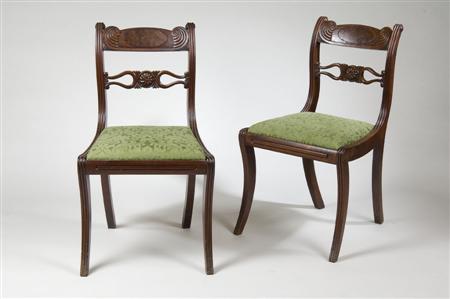 Appraisal: A set of four George IV mahogany dining chairs circa