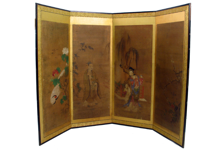 Appraisal: JAPANESE HAND PAINTED FLOOR SCREEN from the Tokugawa period about