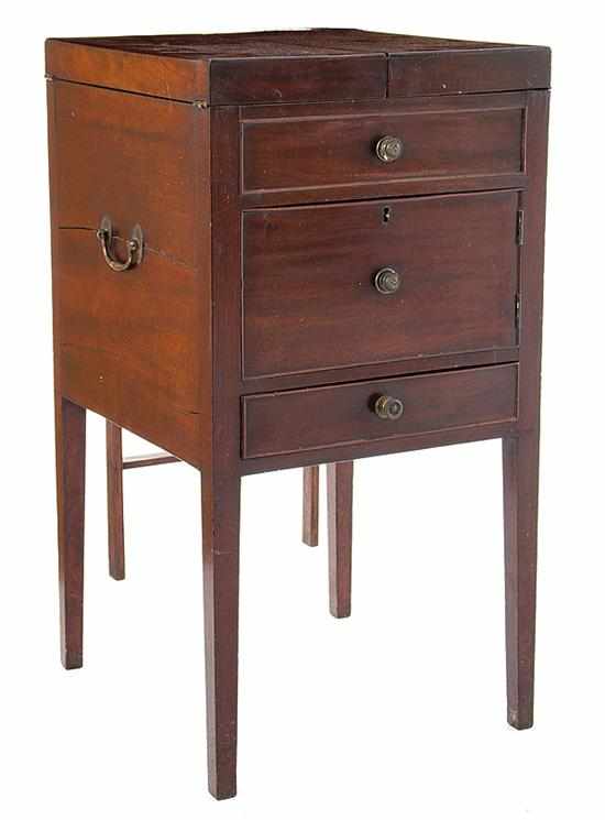 Appraisal: George III mahogany washstand early th century rectangular hinged top