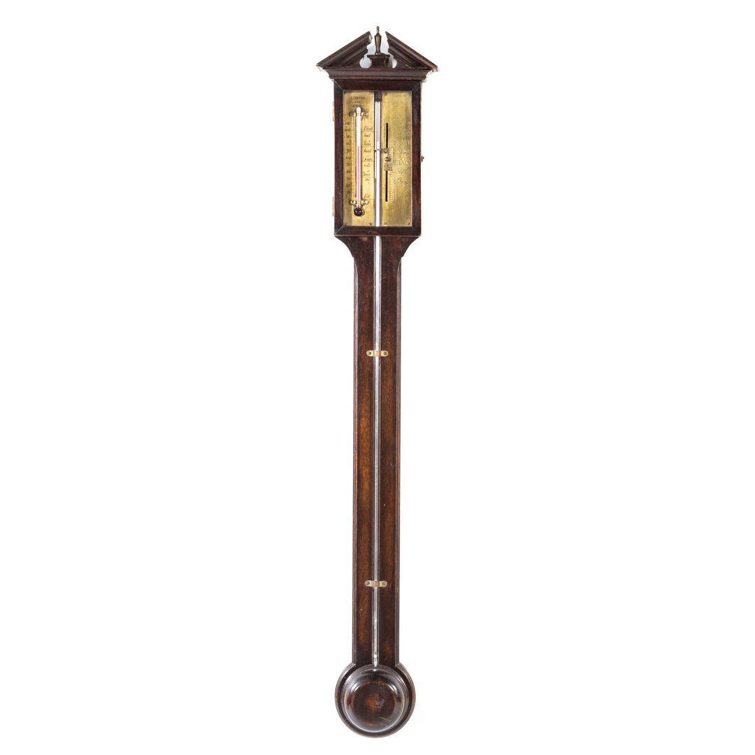 Appraisal: George III style mahogany cased stick barometer Cumper and Wright