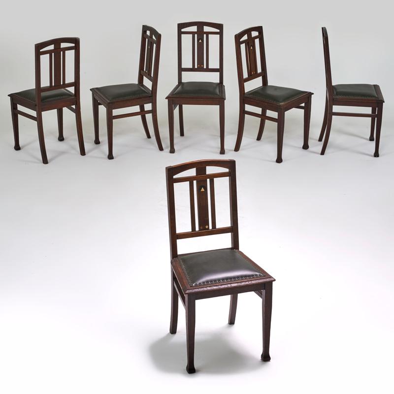 Appraisal: ENGLISH ARTS AND CRAFTS Set of six side chairs ca