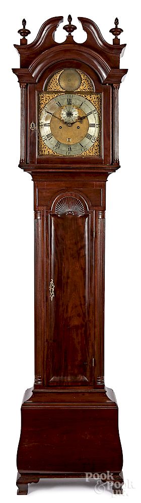 Appraisal: Massachusetts Chippendale mahogany tall case clock Exclusive on Bidsquare Massachusetts