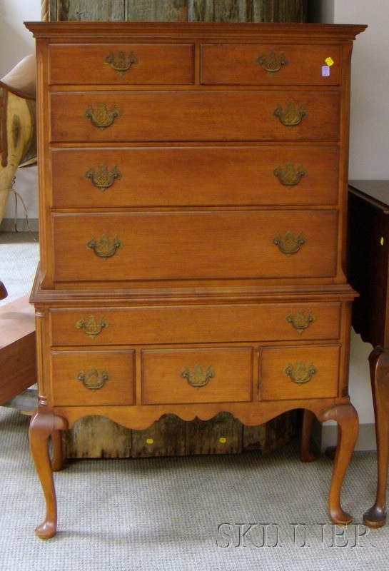 Appraisal: Queen Anne Style Carved Maple Highboy one piece ht wd