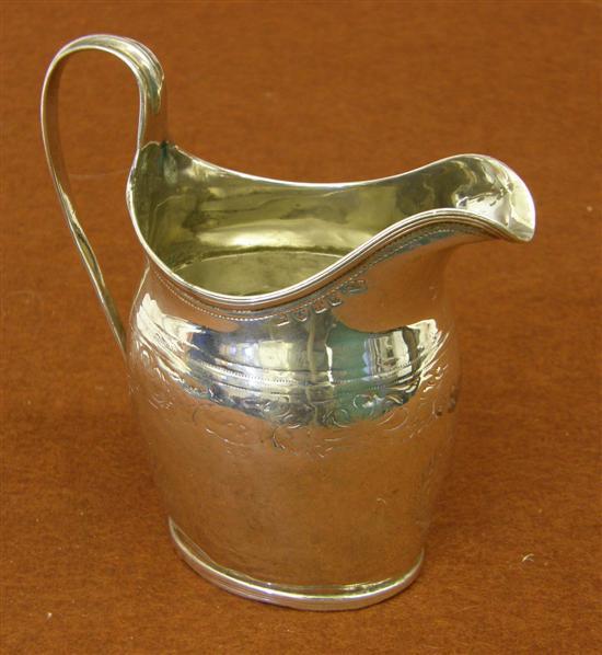 Appraisal: George III silver oval cream jug London oz h in