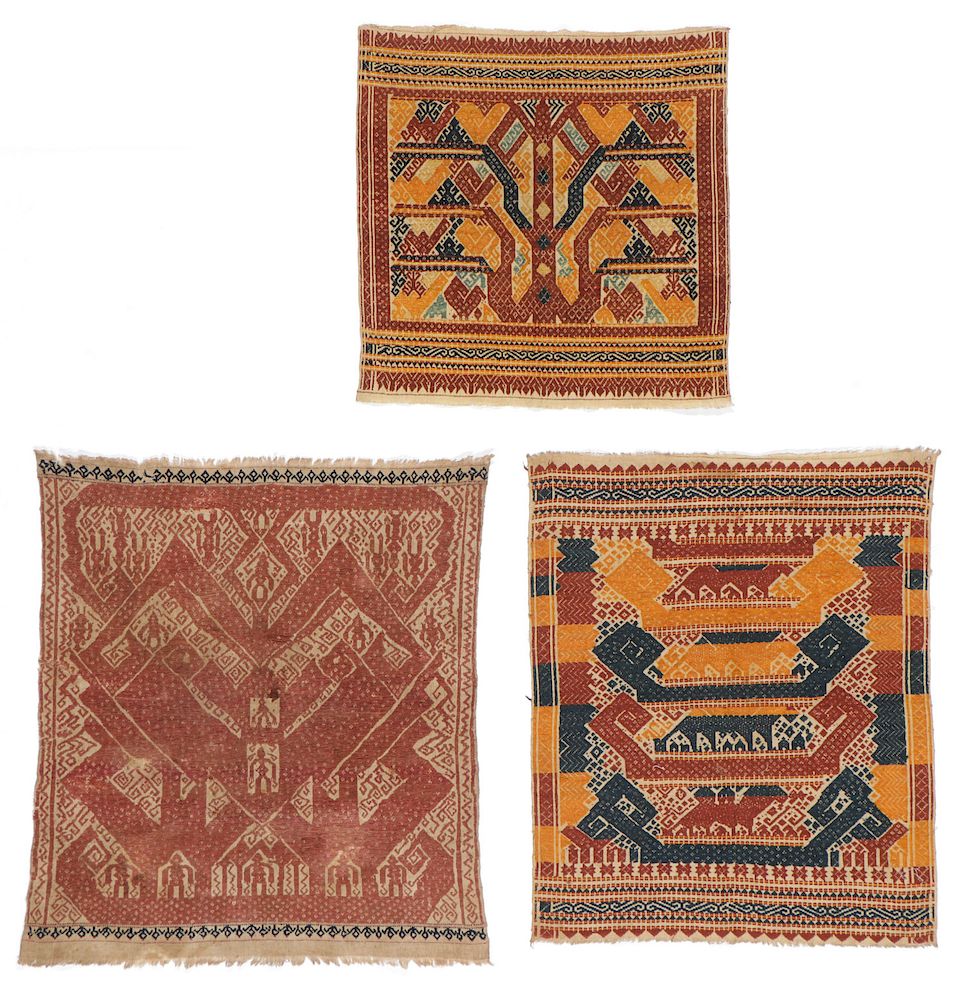 Appraisal: Antique Ceremonial Tampan Cloths ceremonial cloths tampan handspun cotton natural