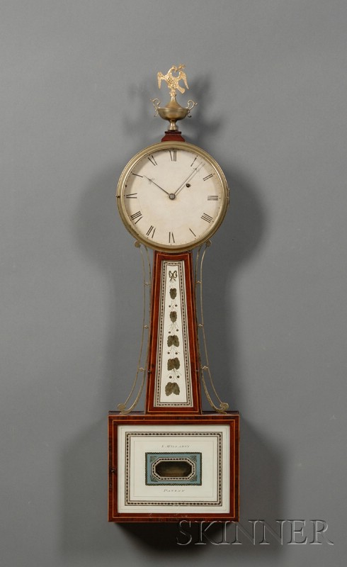 Appraisal: Federal-style Mahogany Patent Timepiece or Banjo Clock c with crossbanded