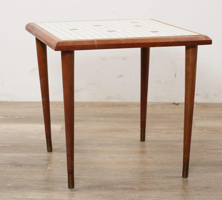 Appraisal: Danish Modern tiled side table Mid th Century Teak dowel