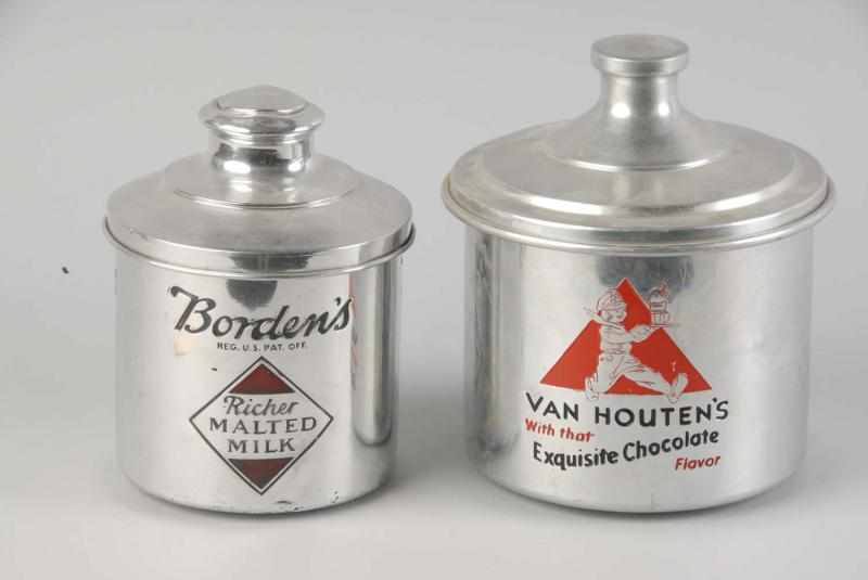 Appraisal: Lot of Aluminum Malted Milk Canisters Description Borden's canister has