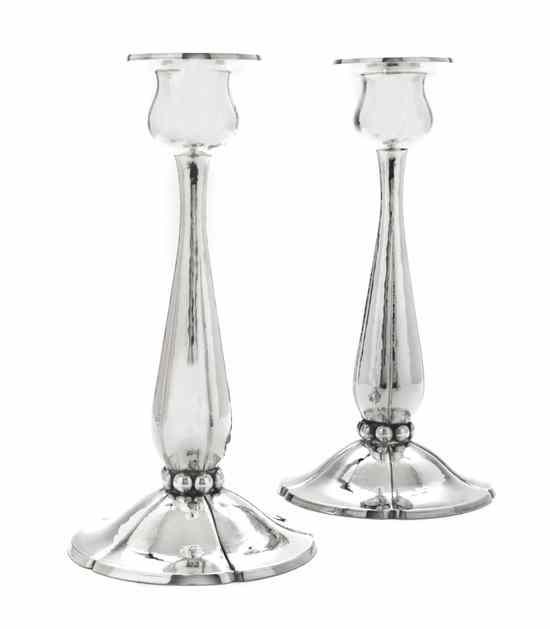 Appraisal: A Pair of American Sterling Silver Candlesticks Kalo each of