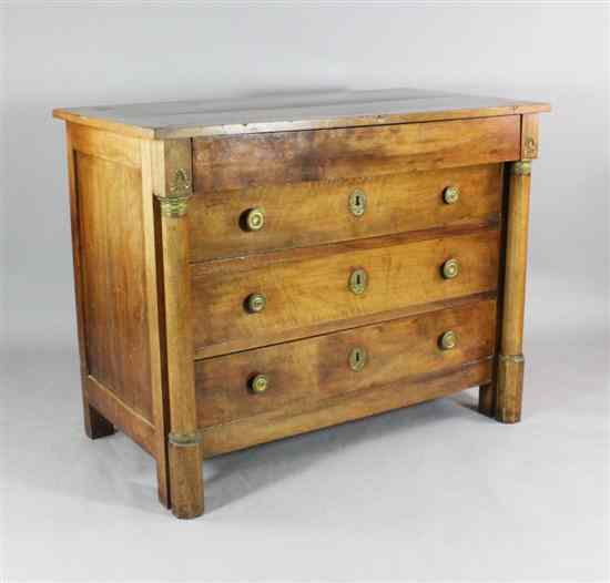 Appraisal: An early th century French Empire walnut commode with frieze