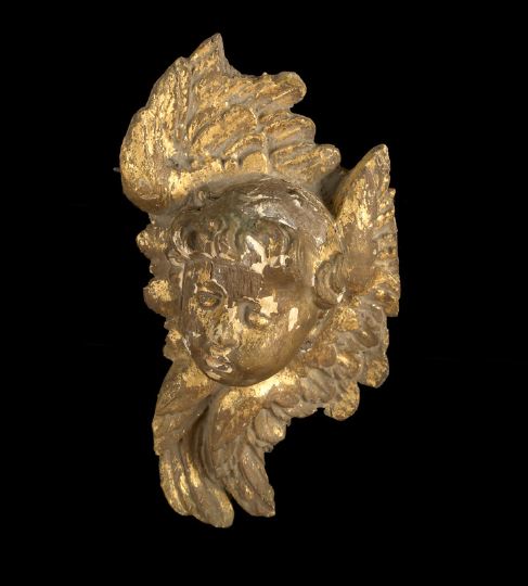 Appraisal: German Carved and Gilded Oak Putto Masque third quarter th