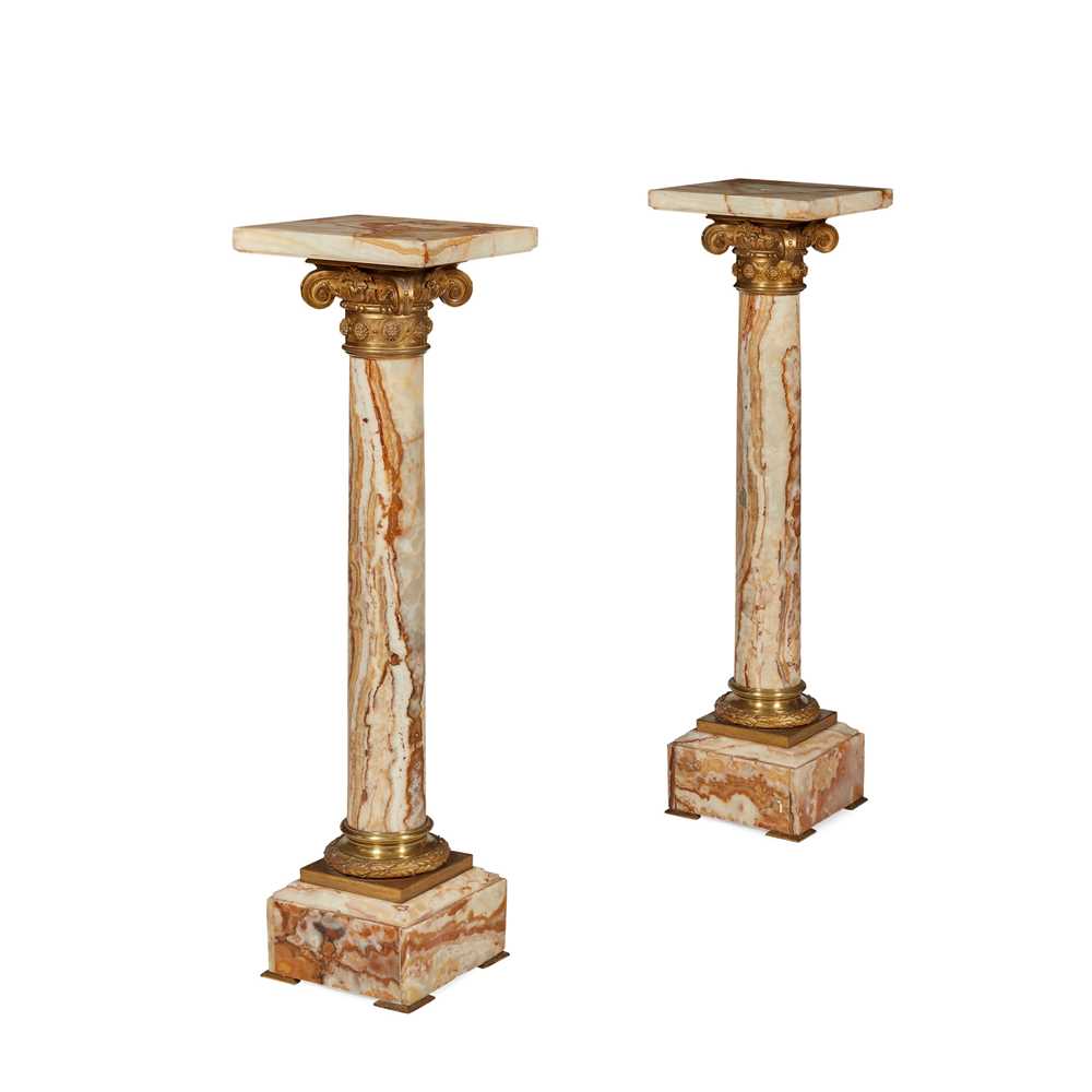 Appraisal: PAIR OF ONYX AND GILT METAL PEDESTALS TH EARLY TH