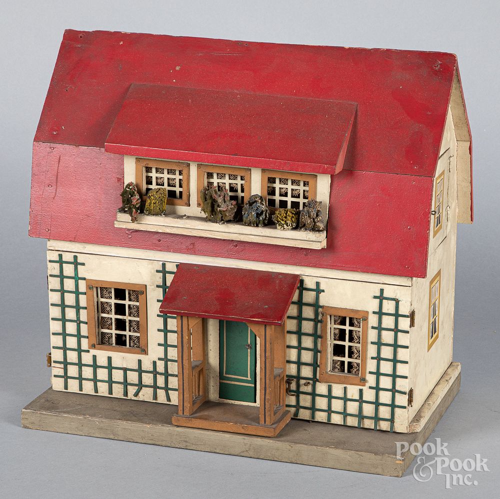 Appraisal: Schoenhut two-story dollhouse early th c Schoenhut two-story dollhouse early